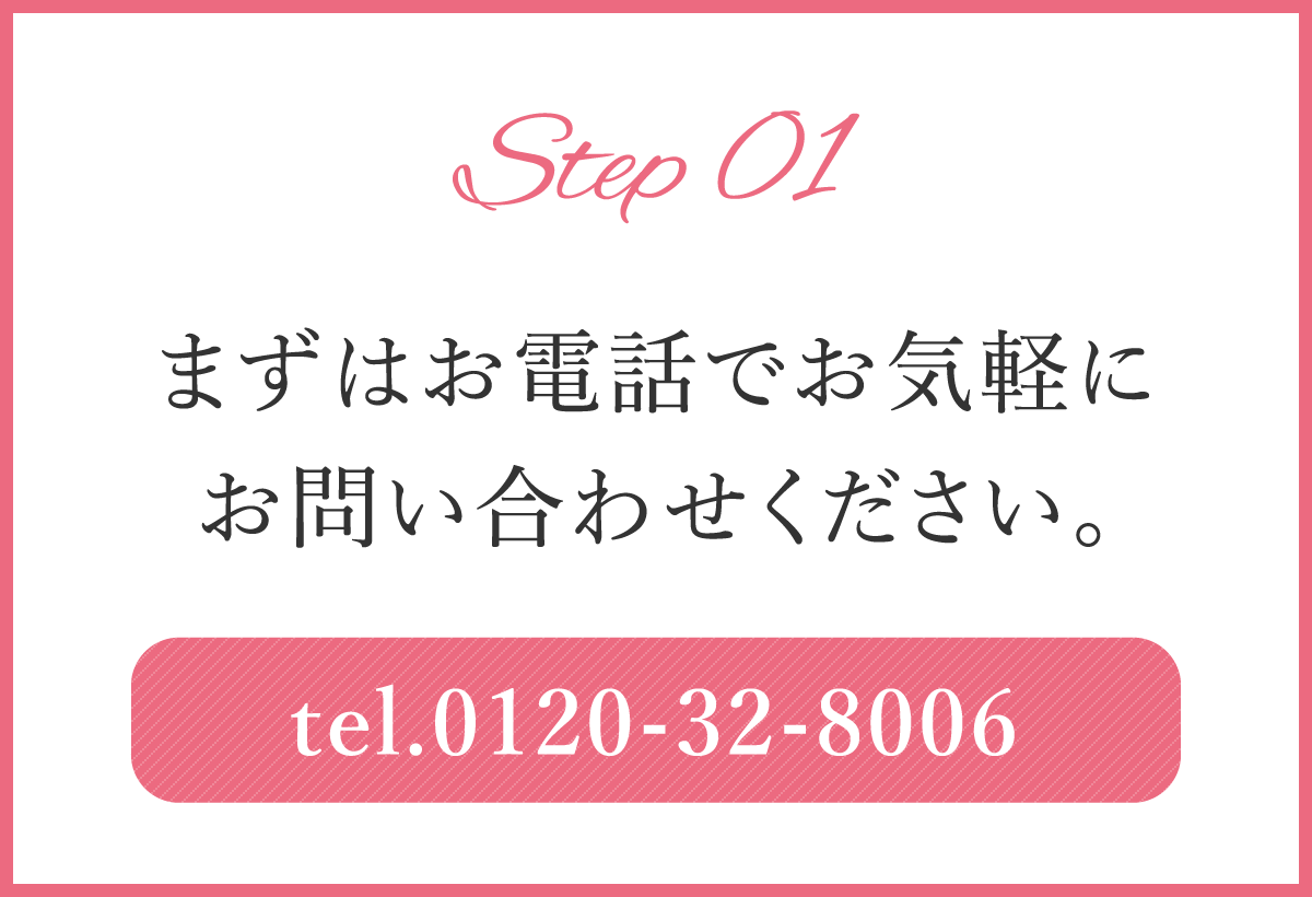 Step 01　まずはお電話で気軽にお問い合わせください。